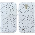 Wholesale Samsung Galaxy S4 Diamond Leather Wallet Case with Stand (White)